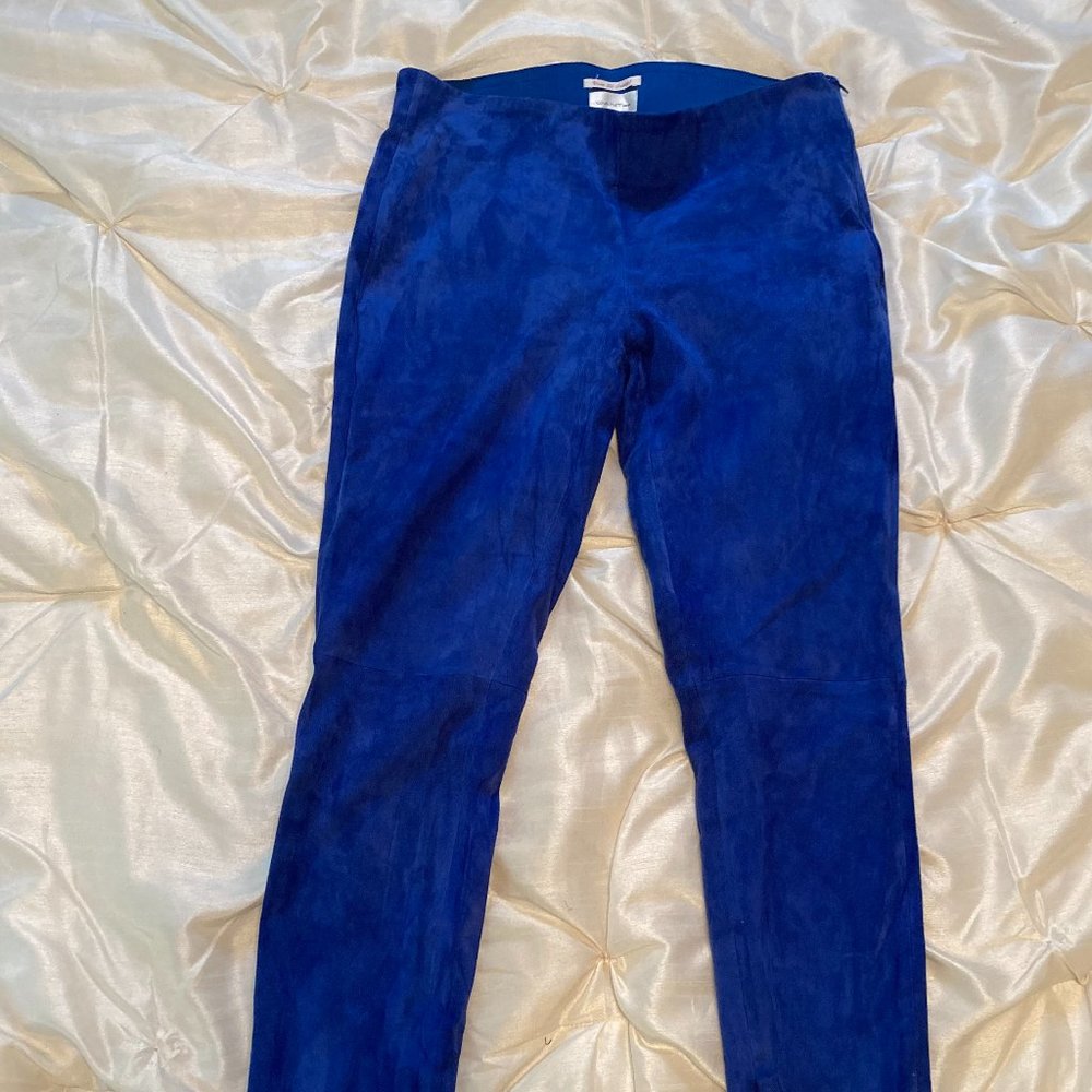 Gant Blue Suede Skinny Pants, Size 42 (11.5)